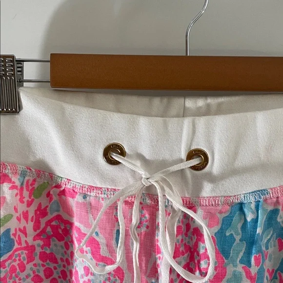 Lilly Pulitzer lets Cha Cha Linen Palazzo beach Pants coral print Small - Picture 5 of 9
